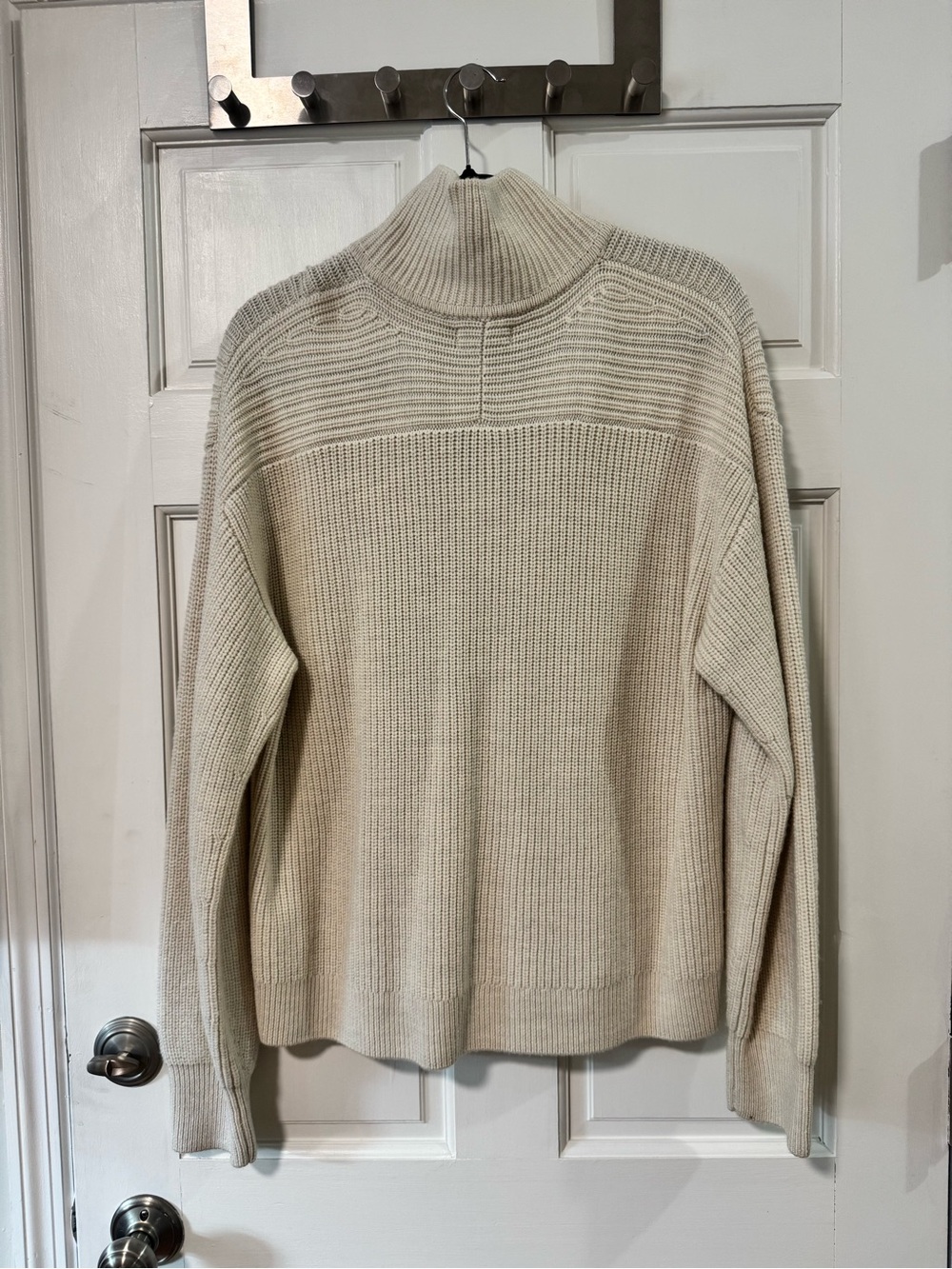 NWT Quince 100% Merino Wool Half Zip-Front Cream Sweater - Women - Picture 3 of 3